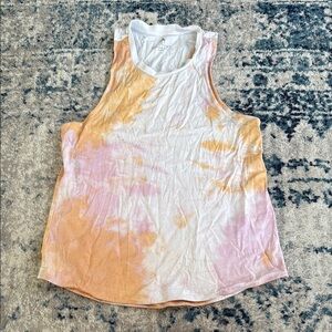 Adidas Orange and Pink Tie Dye Razorback Tank Top